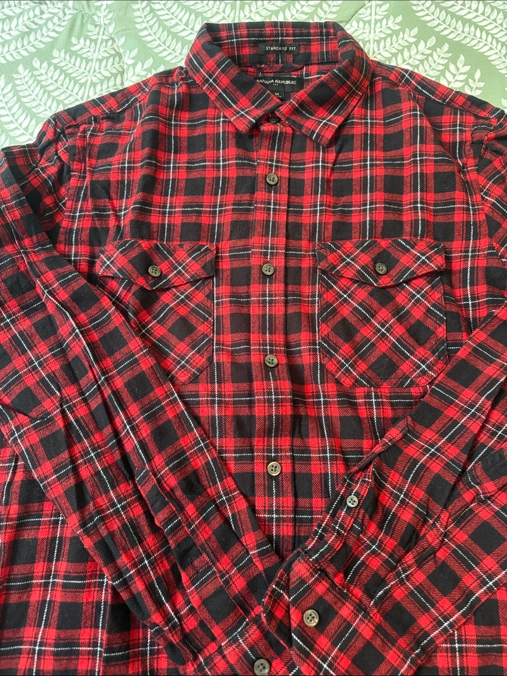 Banana Republic Red and Black Plaid Button-Down Shirt